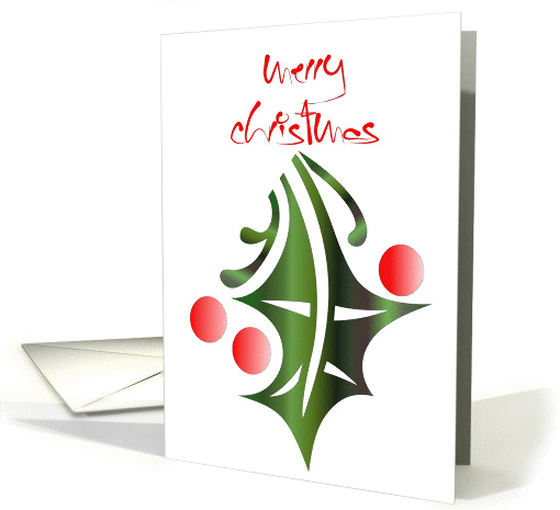 holly with berries merry christmas card (253691)