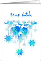 Merry Christmas in Italian, Stars, Snowflakes, Buon Natale card