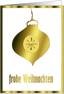 golden glass ornament frohe weihnachten card