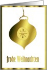golden glass ornament frohe weihnachten card