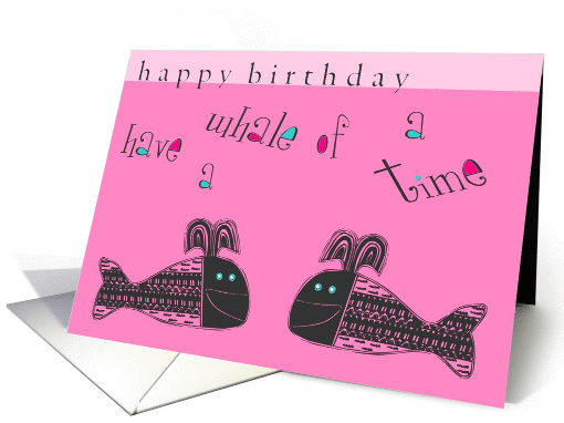 happy birthday whale pink card (260780)