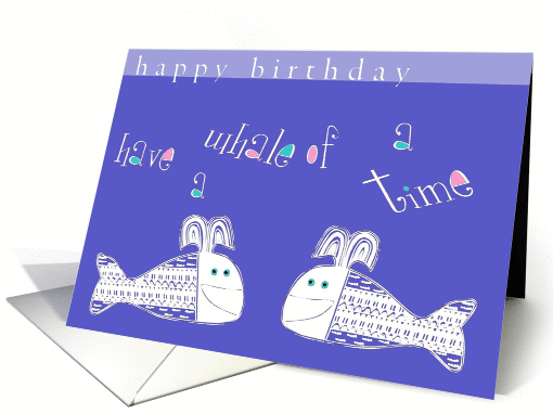 happy birthday whale blue card (260786)