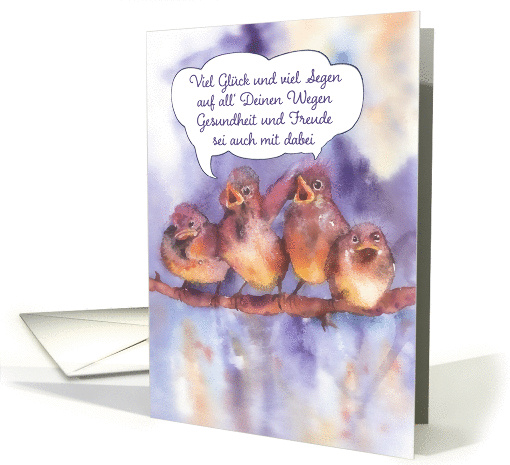 Happy Birthday in German, singing sparrows card (261176)