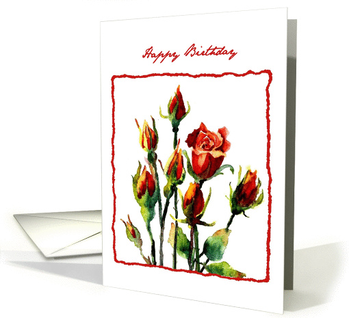 rose happy birthday card (261216)