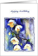 white flowers happy birthday card