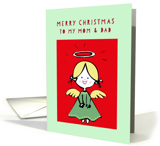 Merry Christmas to my Mom and Dad, cute Angel card (263097)