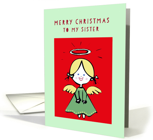 Merry Christmas to my Sister, cute Angel card (263101)