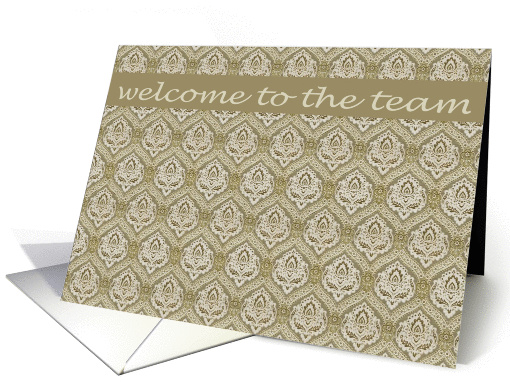 welcome to the team damasque print green beige card (263109)