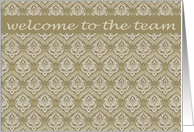 welcome to the team damasque print green beige card