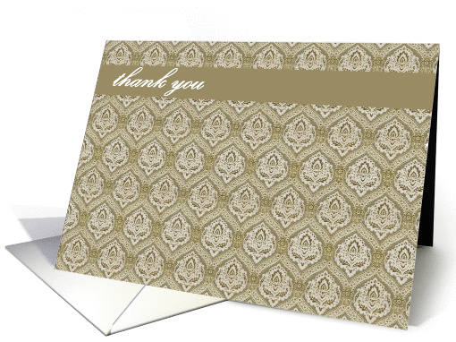 thank you damasque print green beige card (263113)