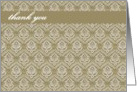 thank you damasque print green beige card