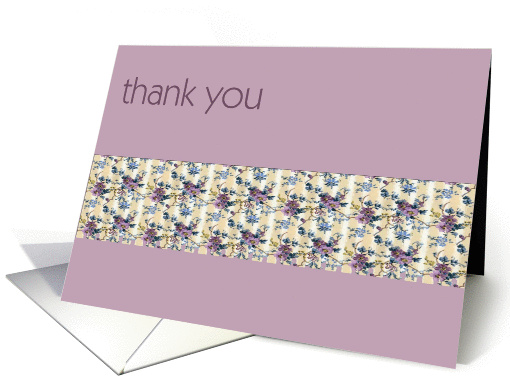 thank you blue beige floral mauve card (263409)