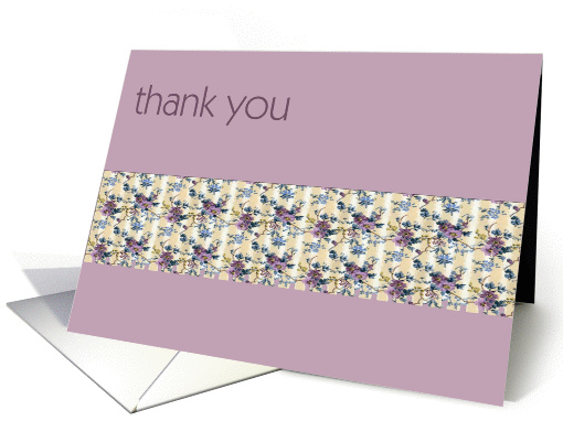 thank you blue beige floral mauve card (263409)