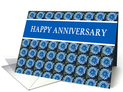 Happy Anniversary, Business, Graphic Blue Flowers card (263421)