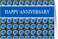 Happy Anniversary, Business, Graphic Blue Flowers card