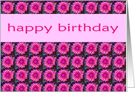 happy birthday pink flowers card