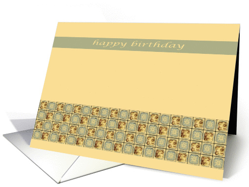 happy birthday beige blue tiles card (264518)