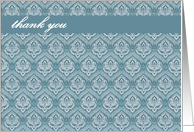 thank you green blue damask card