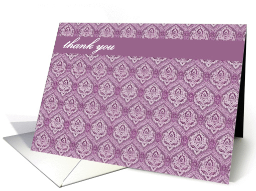 thank you purple mauve damask card (265211)