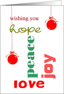 wishing you hope peace love joy card