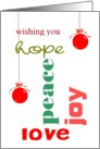 wishing you hope peace love joy card