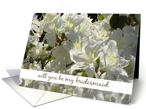 will you be my bridesmaid - white flowers card (267691)