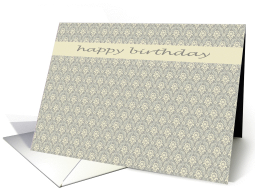 happy birthday grey beige floral design card (268344)