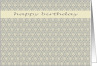 happy birthday grey beige floral design card