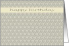 happy birthday grey beige floral design card