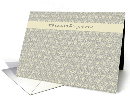 thank you grey beige floral design card (268354)