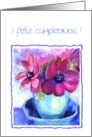 feliz cumpleanos pastel watercolor anemone card