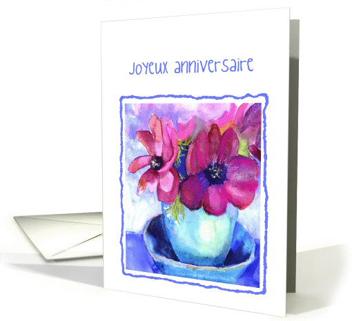 joyeux anniversaire pastel watercolor anemone card (268522)