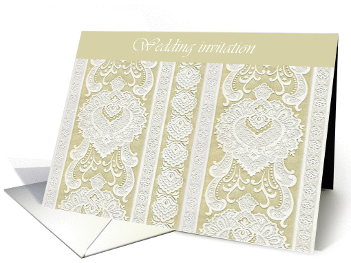 wedding invitation lace cream ivory card (268814)