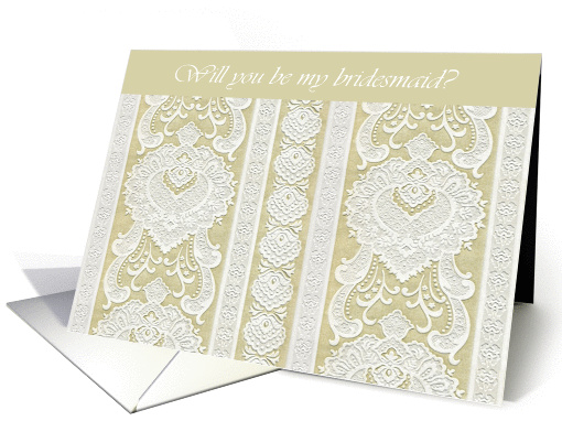 will you be my bridesmaid lace cream ivory card (268820)