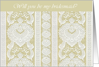 will you be my bridesmaid lace cream ivory card