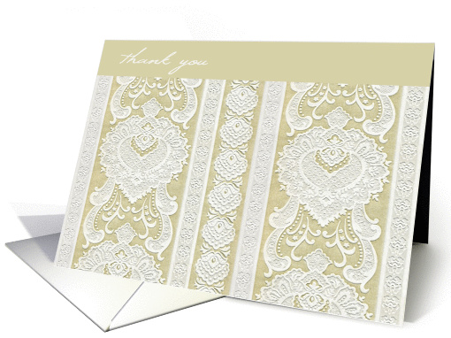 thank you wedding lace cream ivory card (270433)