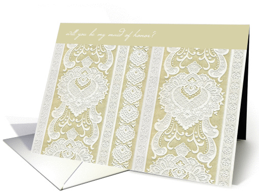 will you be my maid of honor lace cream ivory card (270439)