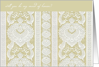 will you be my maid of honor lace cream ivory card