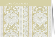 just married lace cream ivory card
