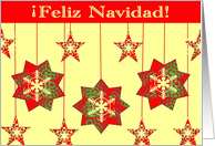 feliz navidad stars and snowflakes merry christmas card