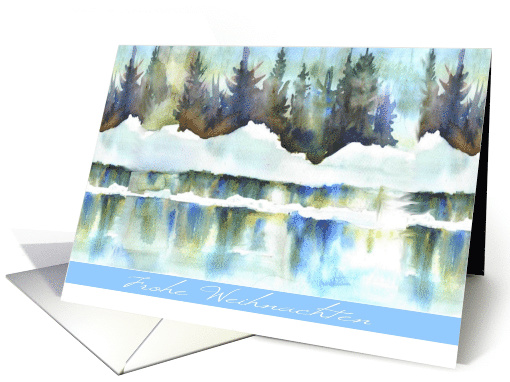 German Merry Christmas, Frohe Weihnachten, Watercolor Painting card