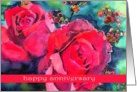 happy anniversary wedding red roses card