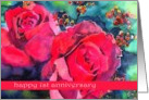 happy 1st anniversary wedding red roses card