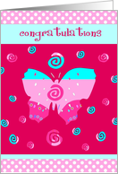 pink butterfly cancer survivor card