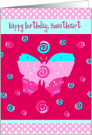 pink butterfly happy birthday card