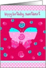 pink butterfly happy birthday card