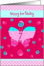 pink butterfly happy birthday 7th card