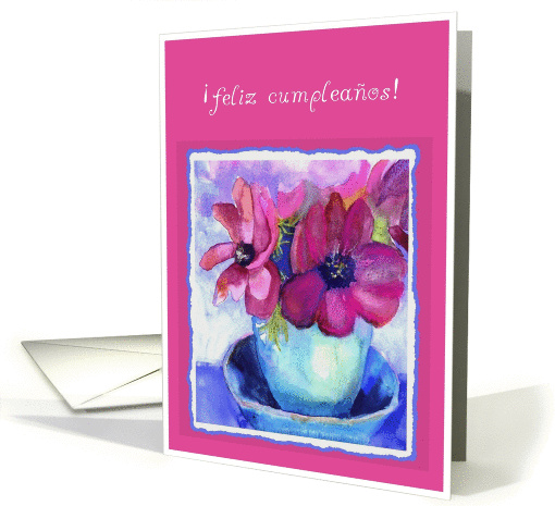 feliz cumpleanos  anemone purple card (275309)