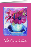 With sincere gratitude, Caregiver, Anemone Painting card
