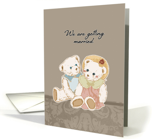 wedding invitation, two cute teddy bears card (276900)